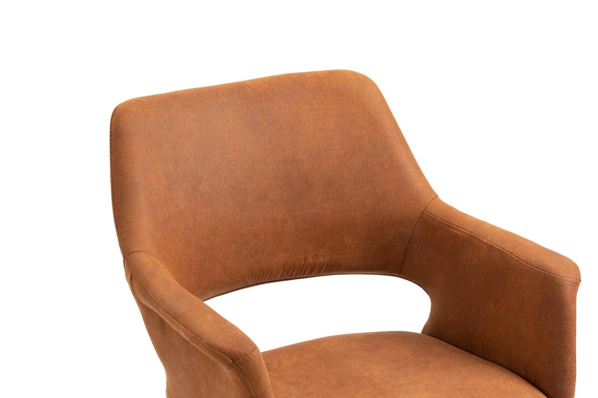 Stuhl ESTELLE 2er-Set braun Vintage schwarz Stoff Metall B/H/T: ca. 57x84x61 cm