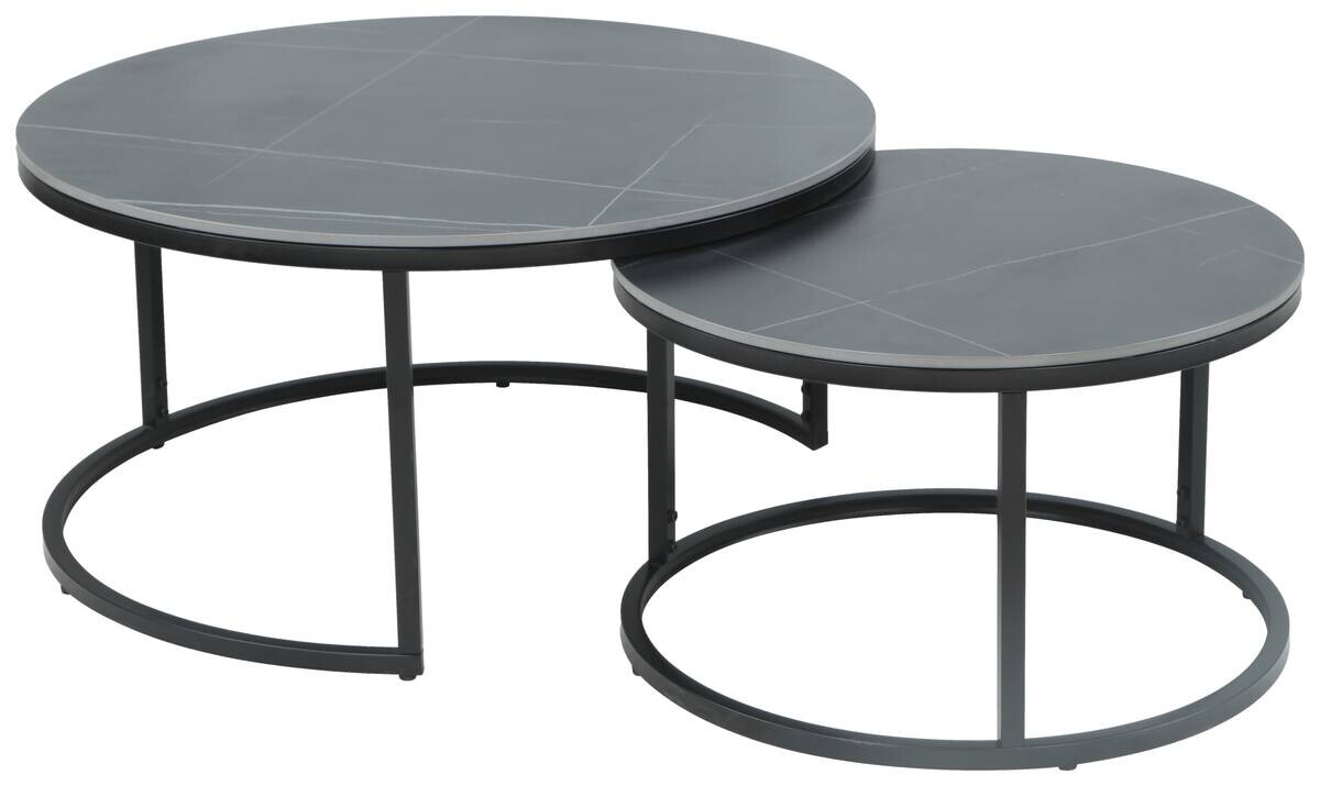 Hela Couchtisch Luis II grau Marmoroptik schwarz Metall Stein H/D: ca. 41x80 cm