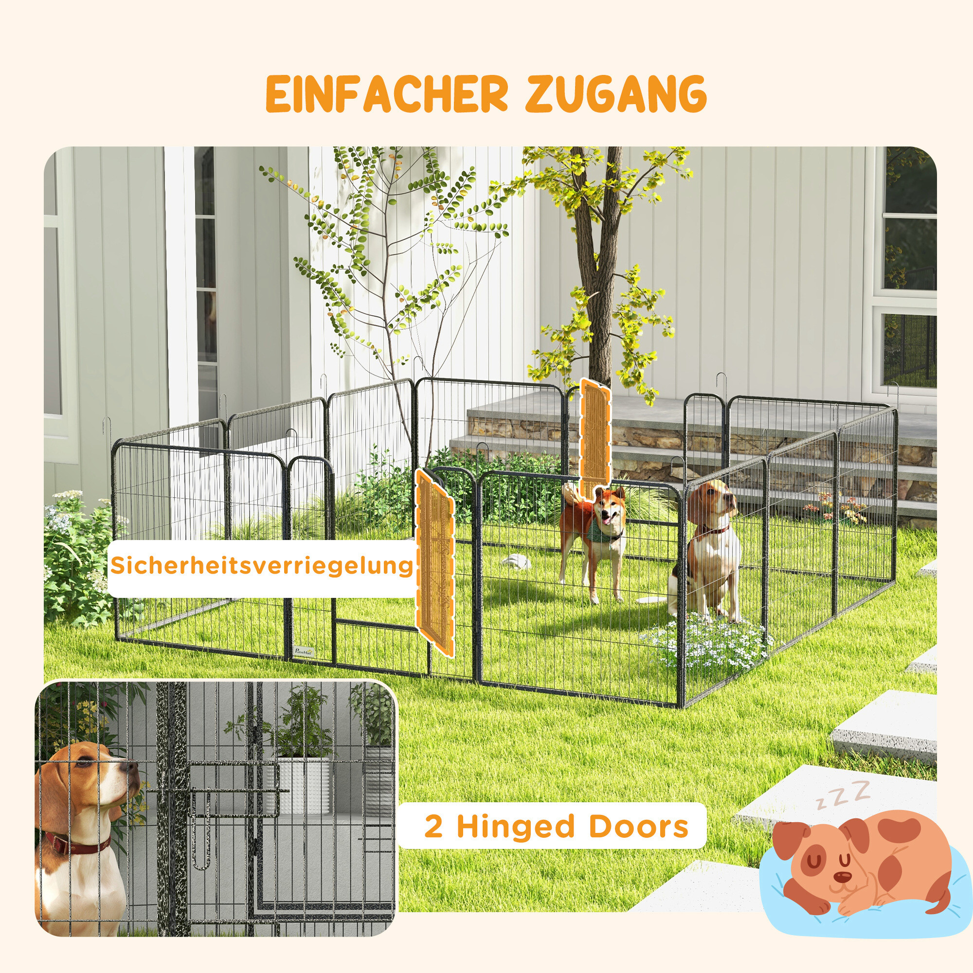 PawHut Welpenauslauf grau Stahl B/H/L: ca. 1,5x80x80 cm