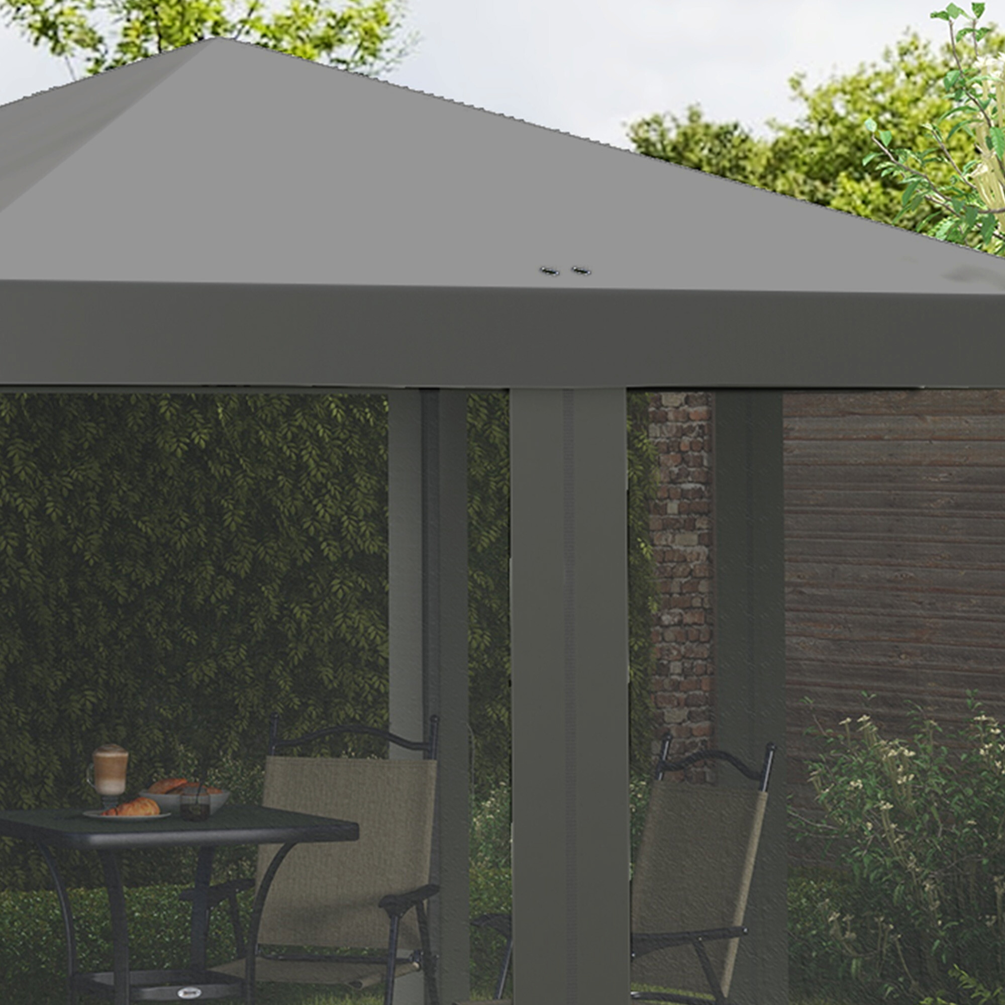 Outsunny Pavillon schwarz Metall B/H/L: ca. 295x260x295 cm