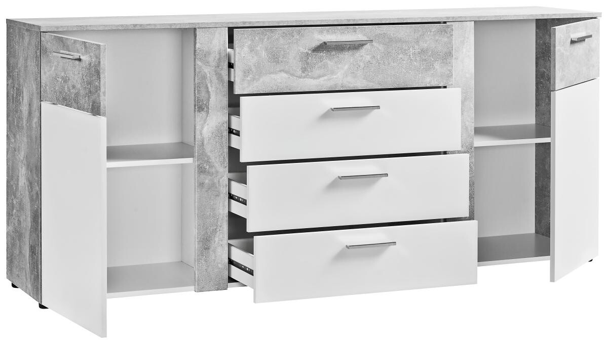 Kommode Trentino Beton Optik weiß B/H/T: ca. 180x81x40 cm