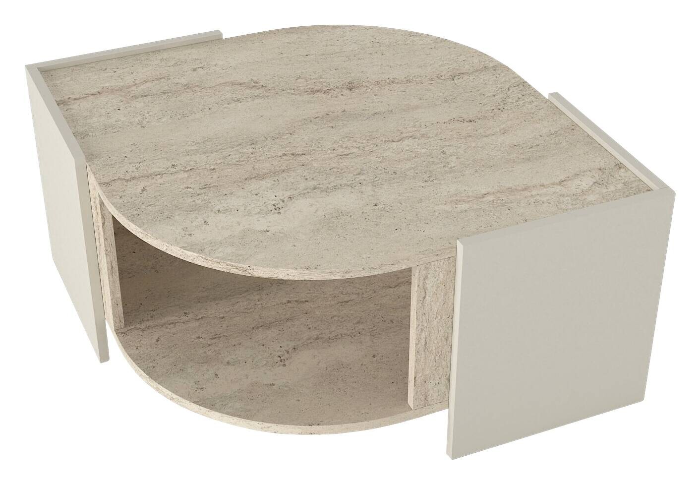 moebel17 Couchtisch Marbel beige granit Spanplatte B/H/T: ca. 75x40x75 cm