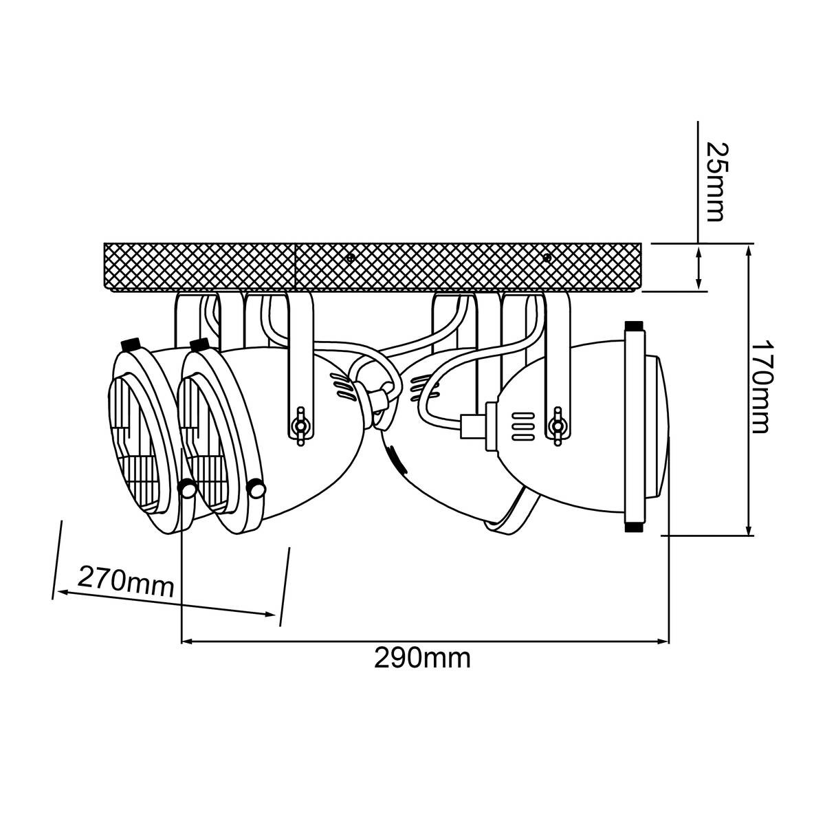 Brilliant Deckenleuchte Carmen Wood 72035/84 braun Metall Holz B/H/L: ca. 29x17,5x29 cm GU10 4 Brennstellen