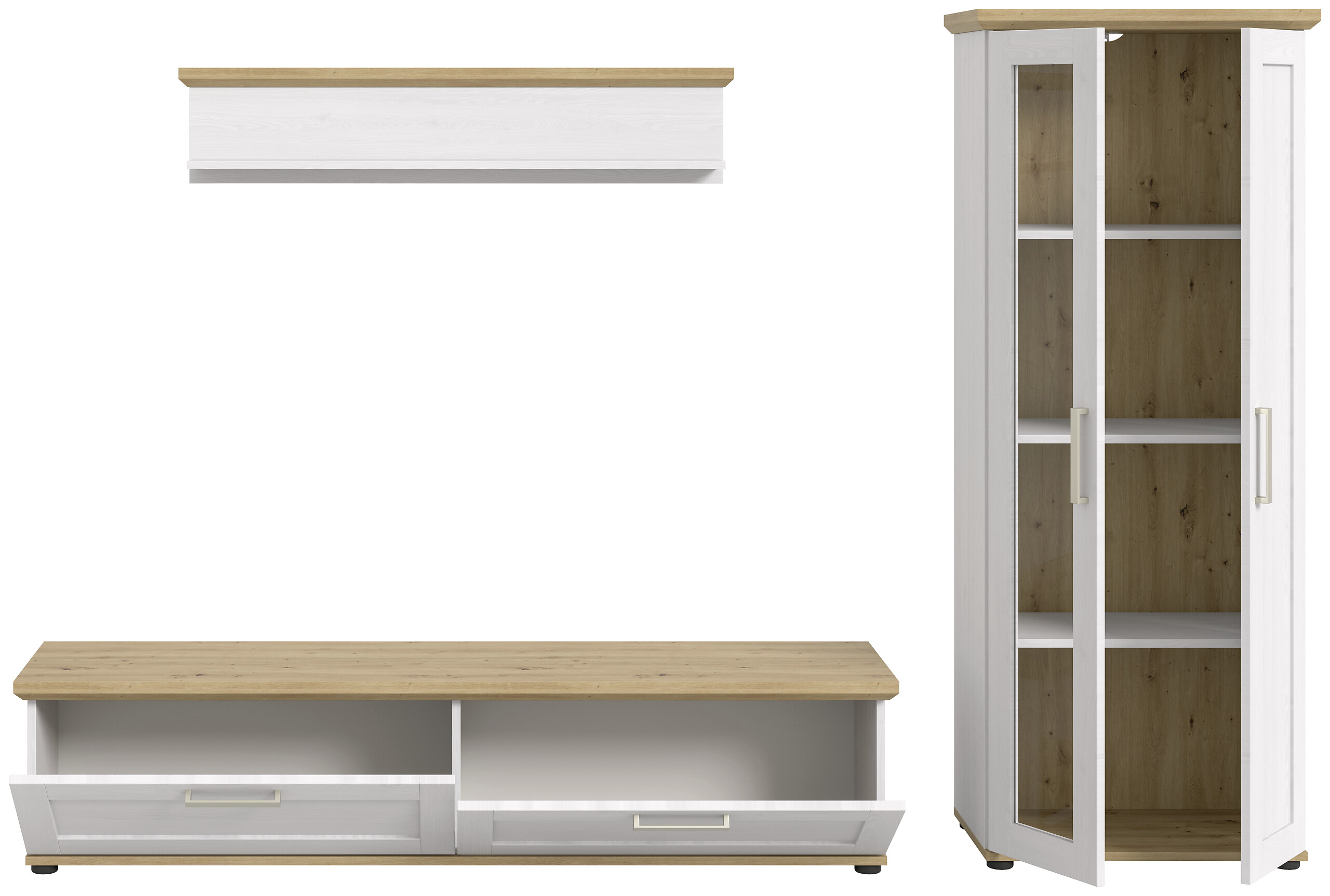 Wohnwand VERONA Lärche Nachbildung Eiche Nachbildung B/H/T: ca. 240x161x40 cm