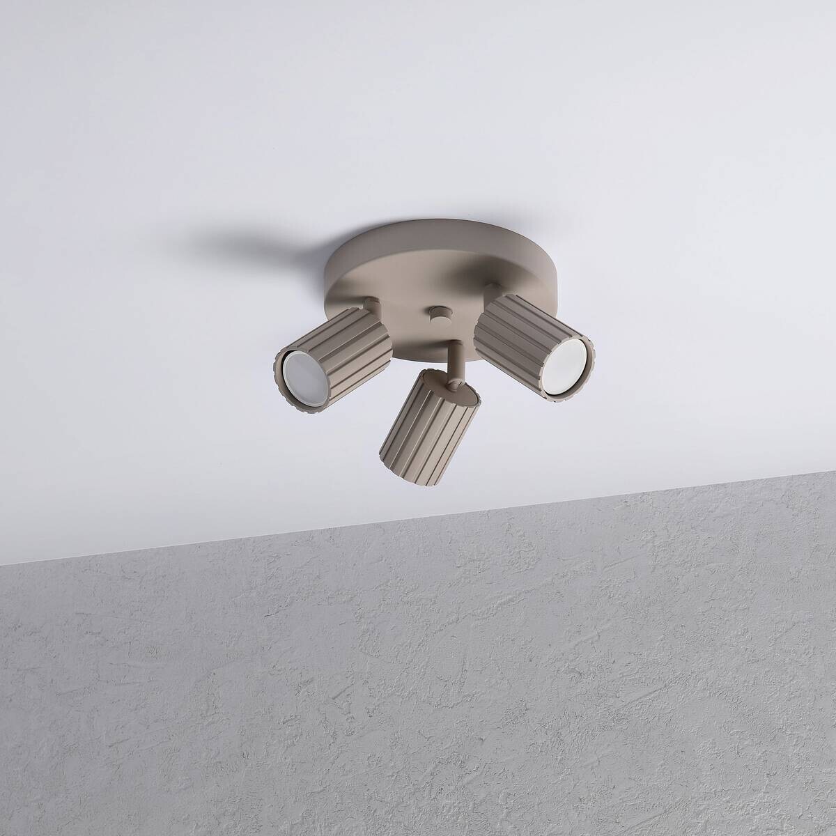 Lamkur Strahler Prisma beige Stahl B/H/L: ca. 18x19,5x18 cm 3 Brennstellen