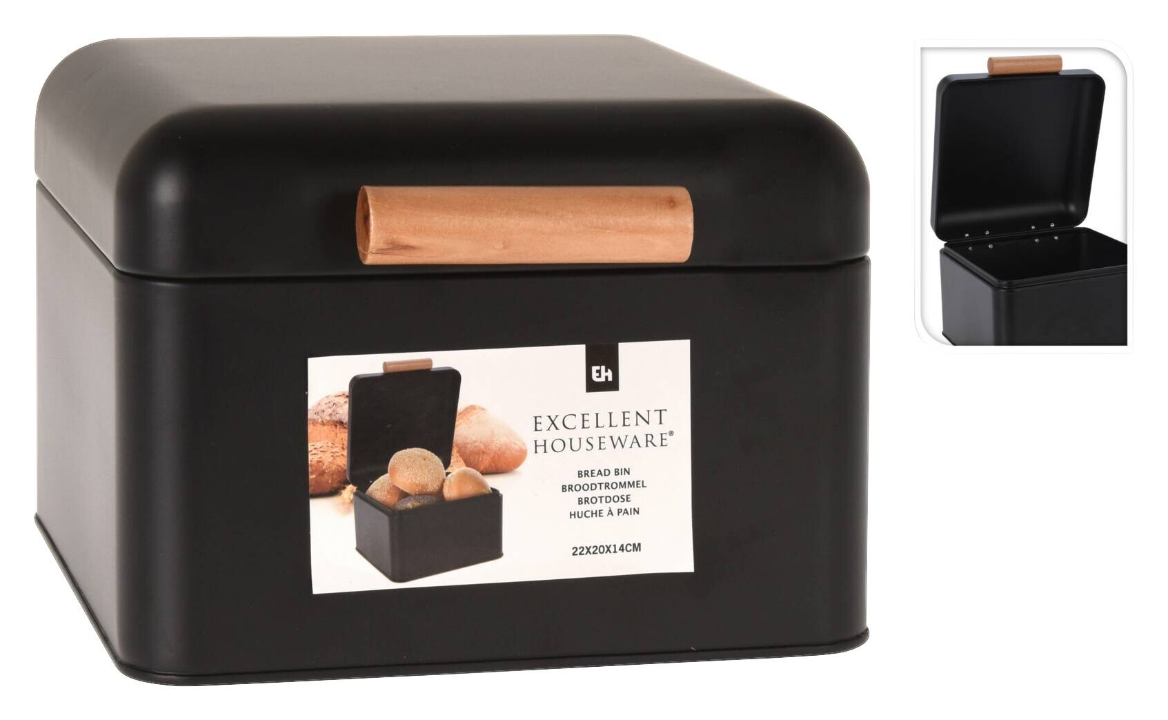 Brotkasten schwarz Metall B/H: ca. 20x14 cm