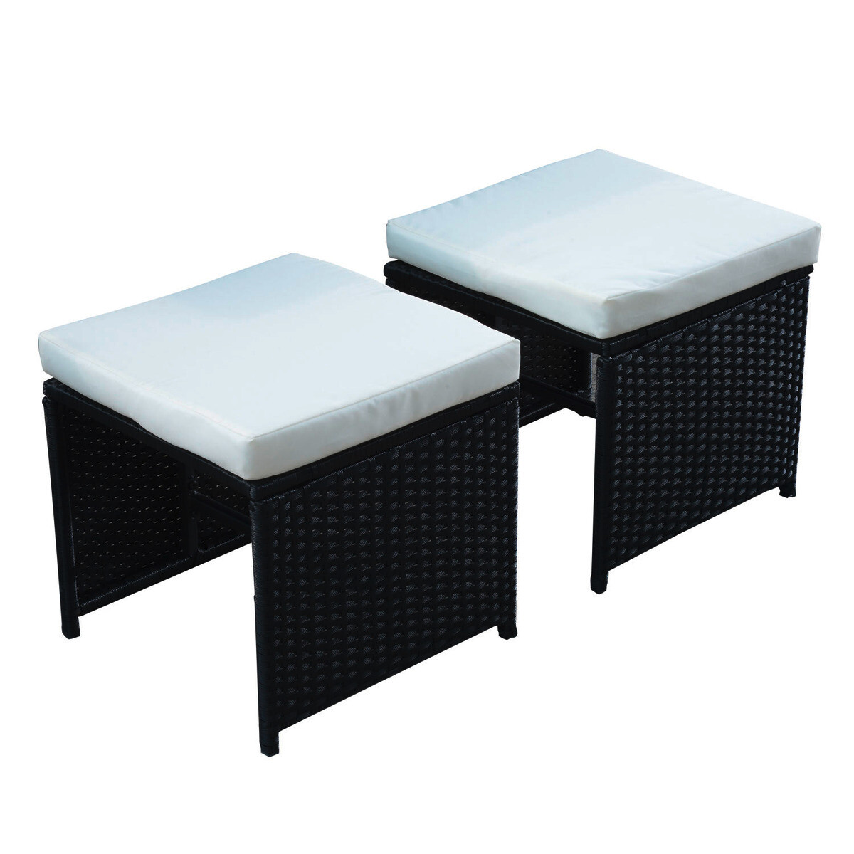 Outsunny Sitzgruppe schwarz Polyrattan