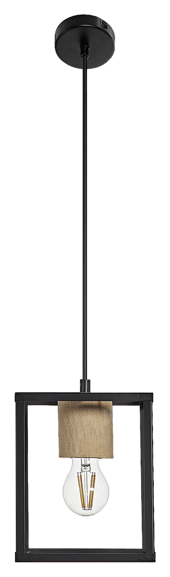 LEDVANCE Pendelleuchte Nairobi schwarz Metall Holz B/H/L: ca. 17x135x17 cm E27 1 Brennstellen