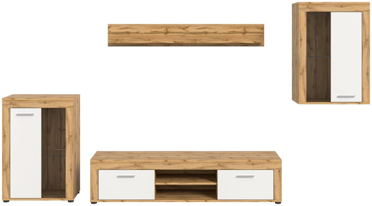 Wohnwand Jam Eiche Wotan Nachbildung weiß B/H/T: ca. 310x169x35 cm