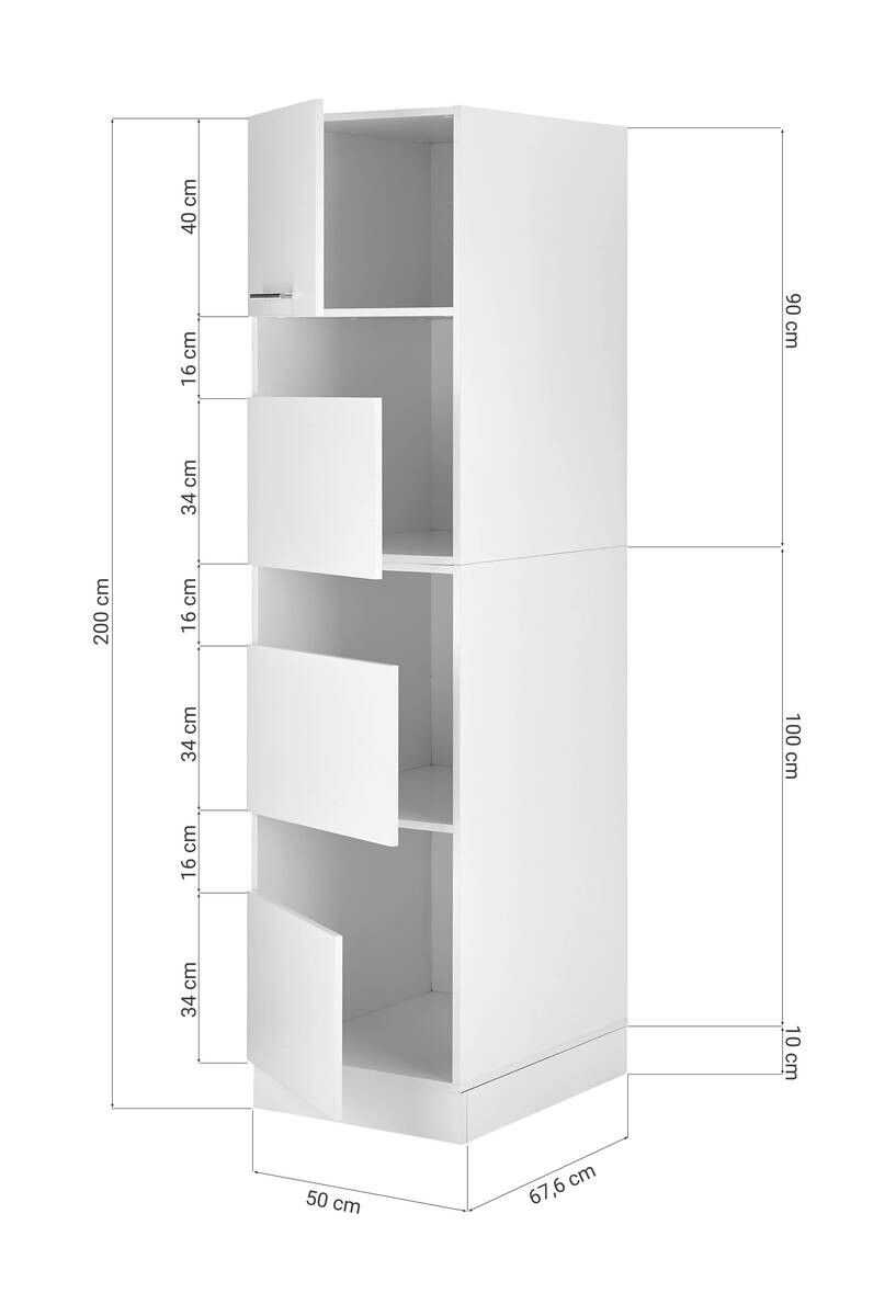 Respekta Wäscheschrank Clara weiß matt B/H/T: ca. 50x200x67,6 cm