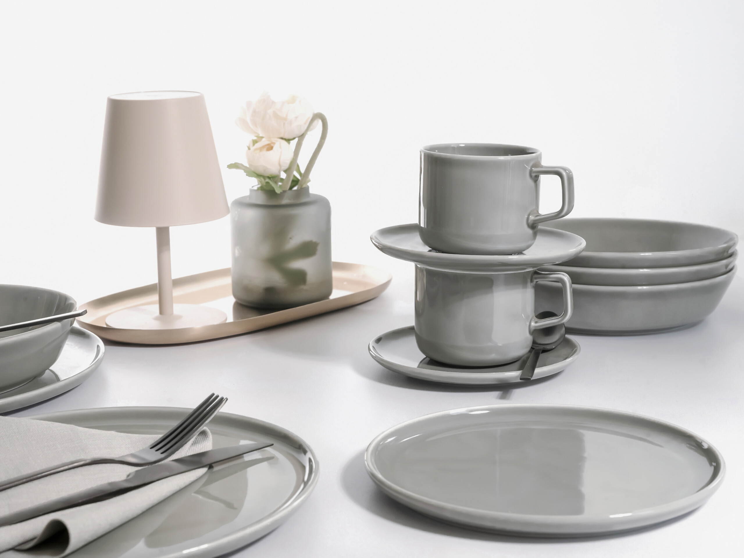 CreaTable Kombiservice Chef Collection grau Porzellan 30 tlg.