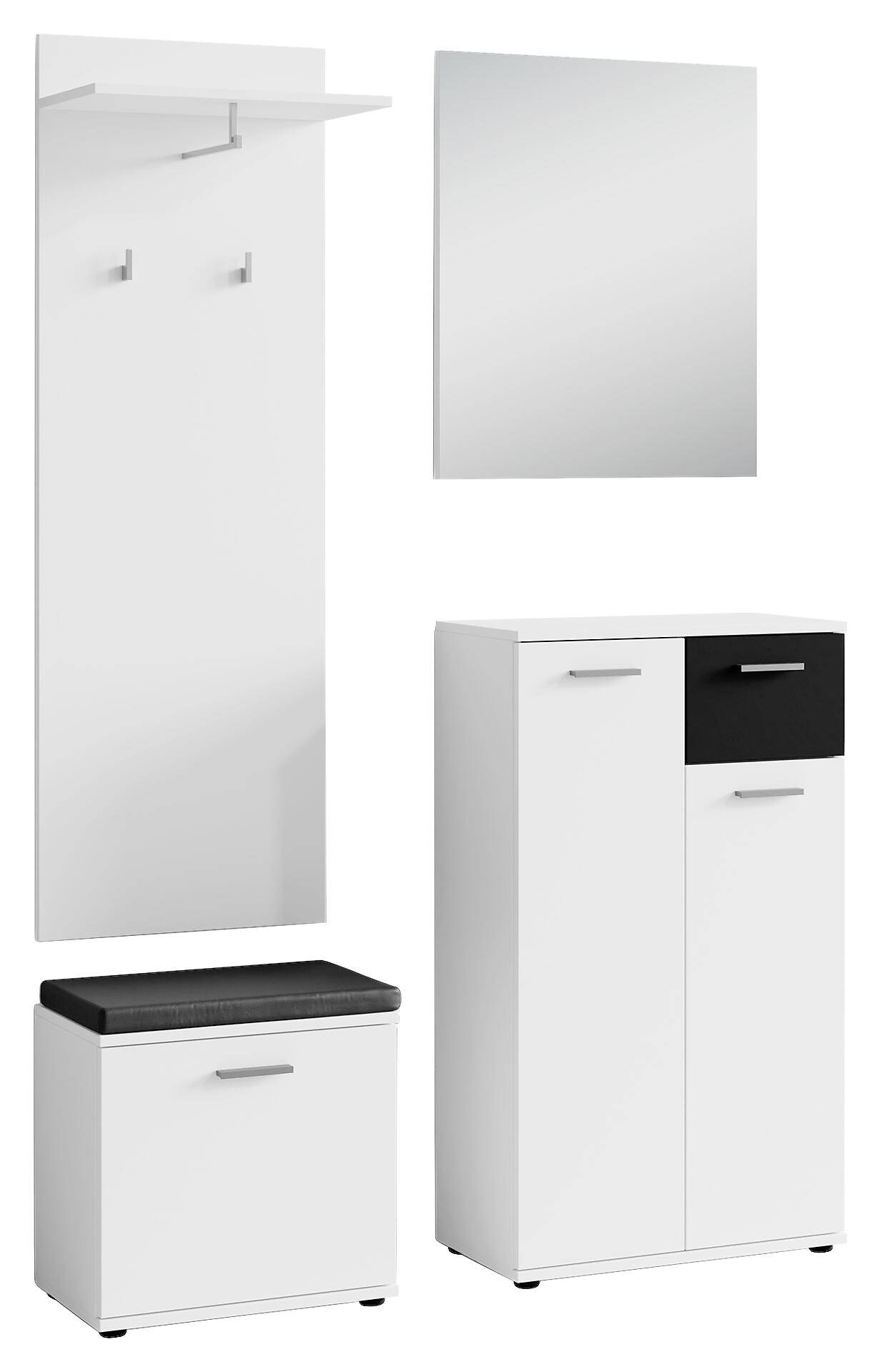 Garderobenset JAKOB Set 4-tlg. weiß schwarz