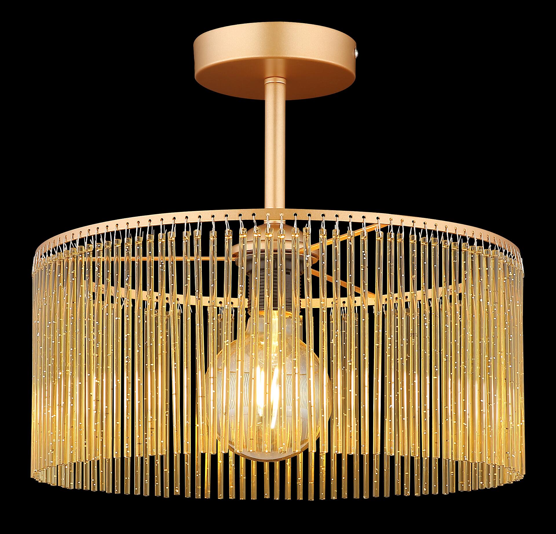 GLOBO Deckenleuchte Leeds amber gold schwarz Metall Kunststoff H/D: ca. 32x35 cm E27 1 Brennstellen