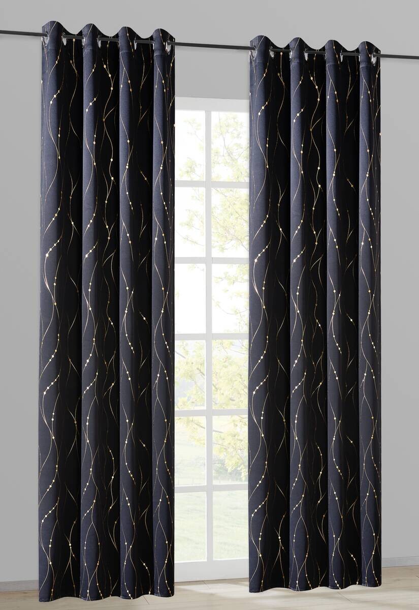 Verdunklungsvorhang Napoli schwarz B/L: ca. 135x245 cm