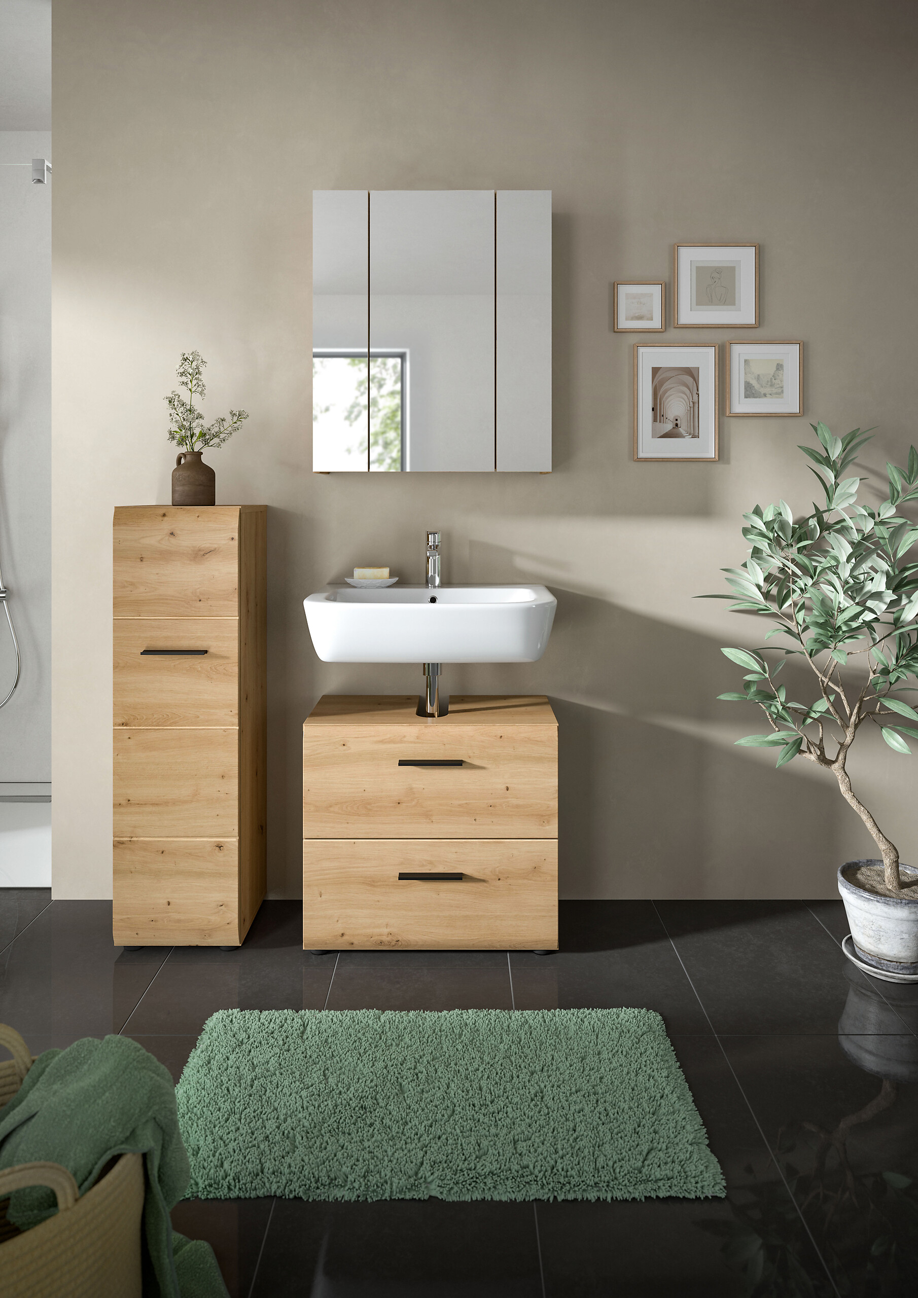 Badezimmer-Set Ice Artisan Oak Nachbildung B/H/T: ca. 105x185x30 cm