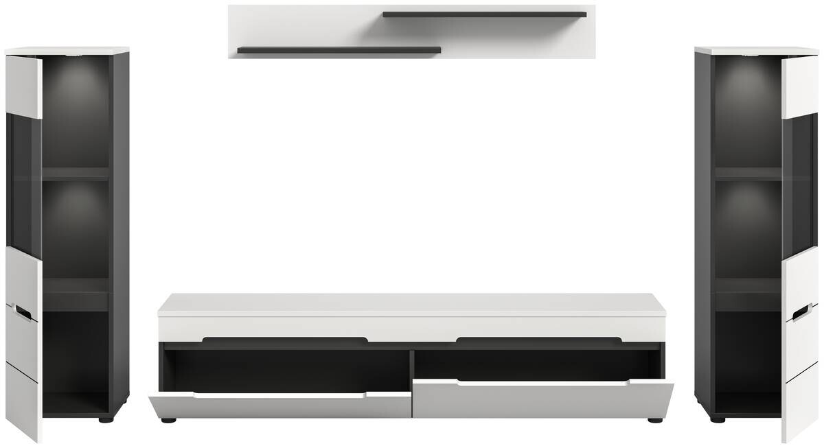 Wohnwand Canu basaltgrau weiß B/H/T: ca. 272x141x33 cm