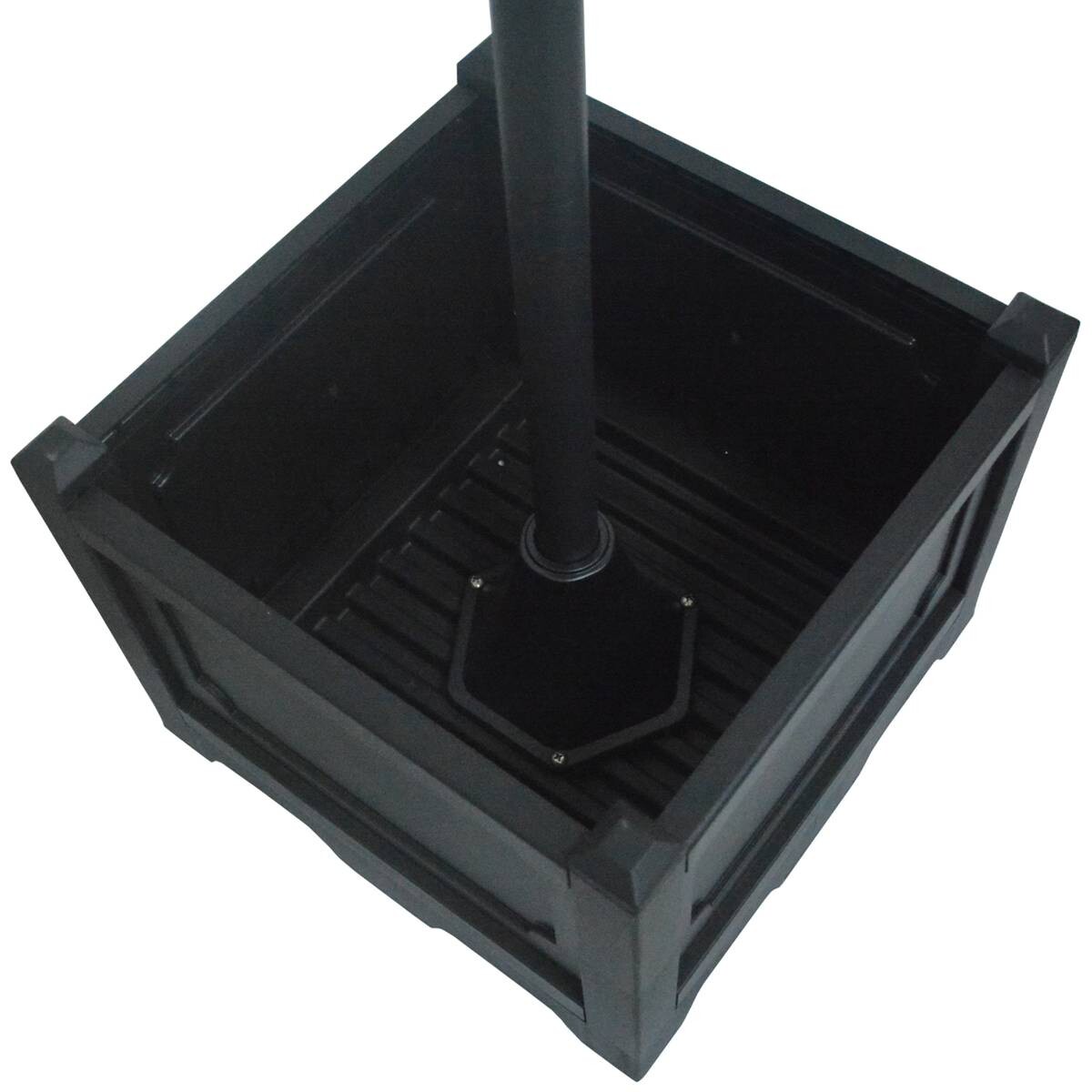 Solarlaterne mit Blumentopf schwarz Aluminium Edelstahl Polypropylen B/H/L: ca. 55x189x60 cm