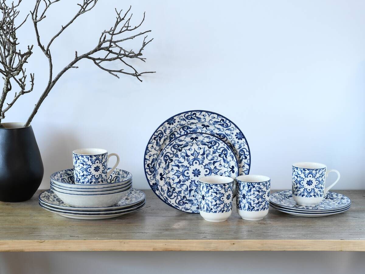 CreaTable Kombiservice Fresco blau Steingut 16 tlg.