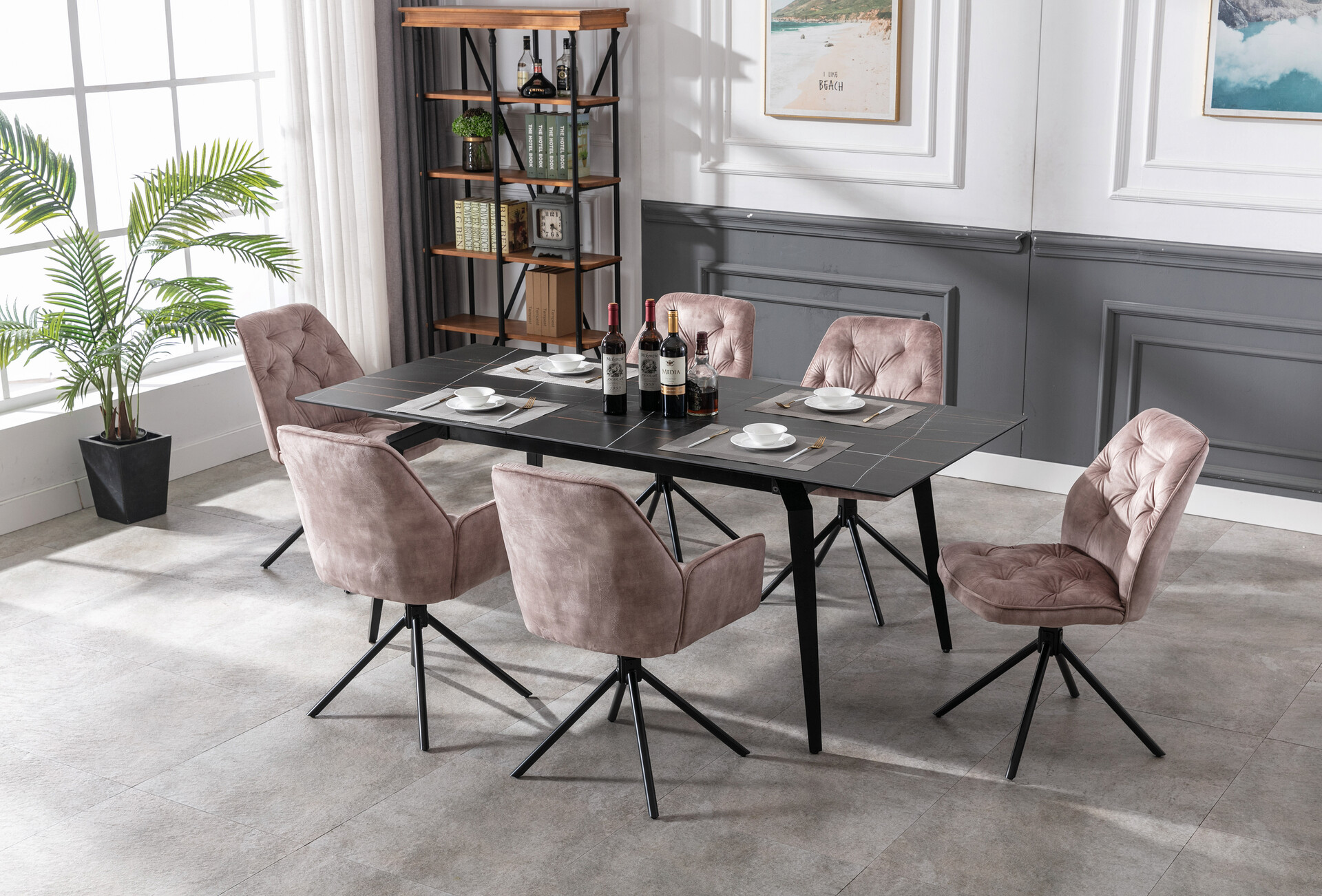 byLIVING Sessel SARINA  2er-Set beige Vintage Samt Metall B/H/T: ca. 59,5x89x62 cm