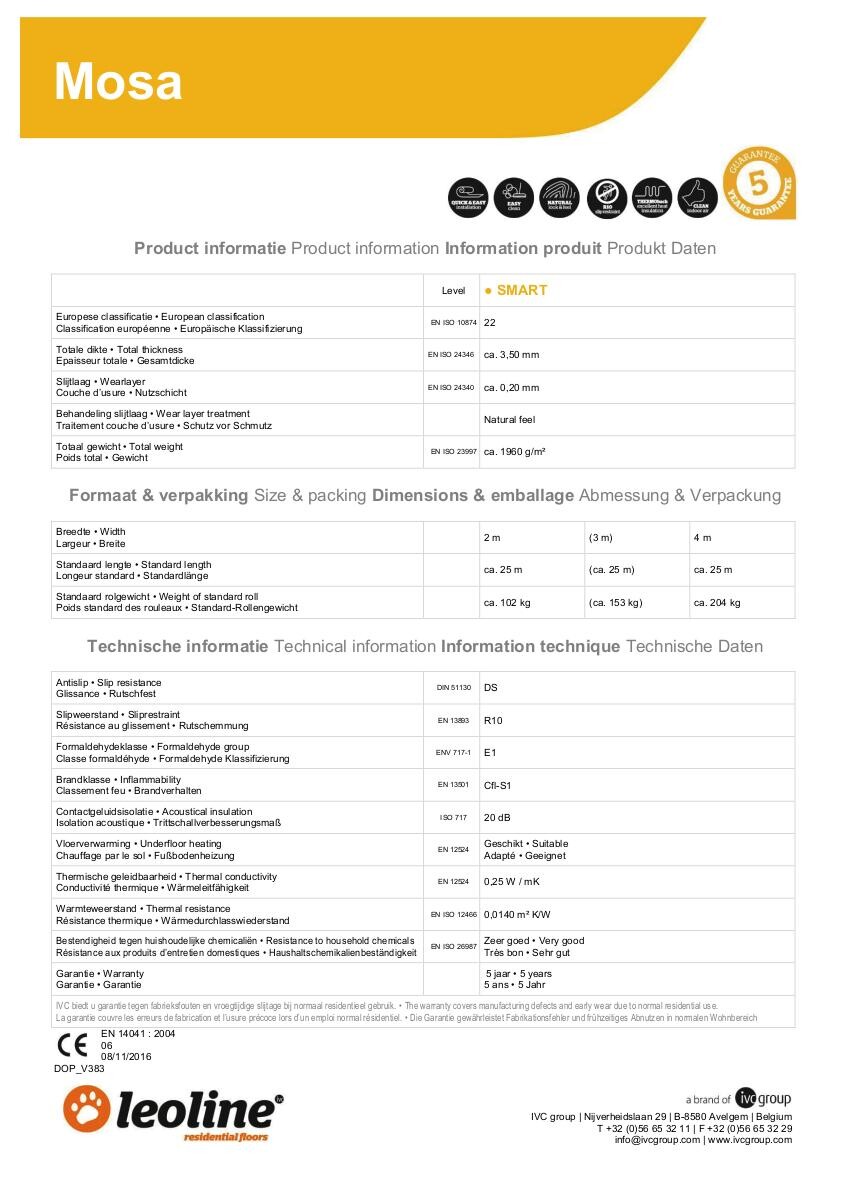 Vinylboden Mosa weiß Eiche B: ca. 400 cm pro m²