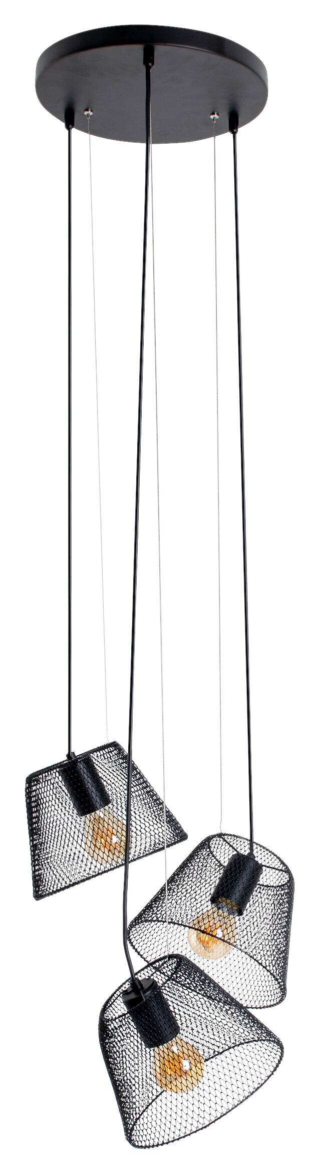 Näve Leuchten Pendelleuchte 7085122 schwarz Kunststoff Metall B/H/T: ca. 30x120x30 cm E27 3 Brennstellen