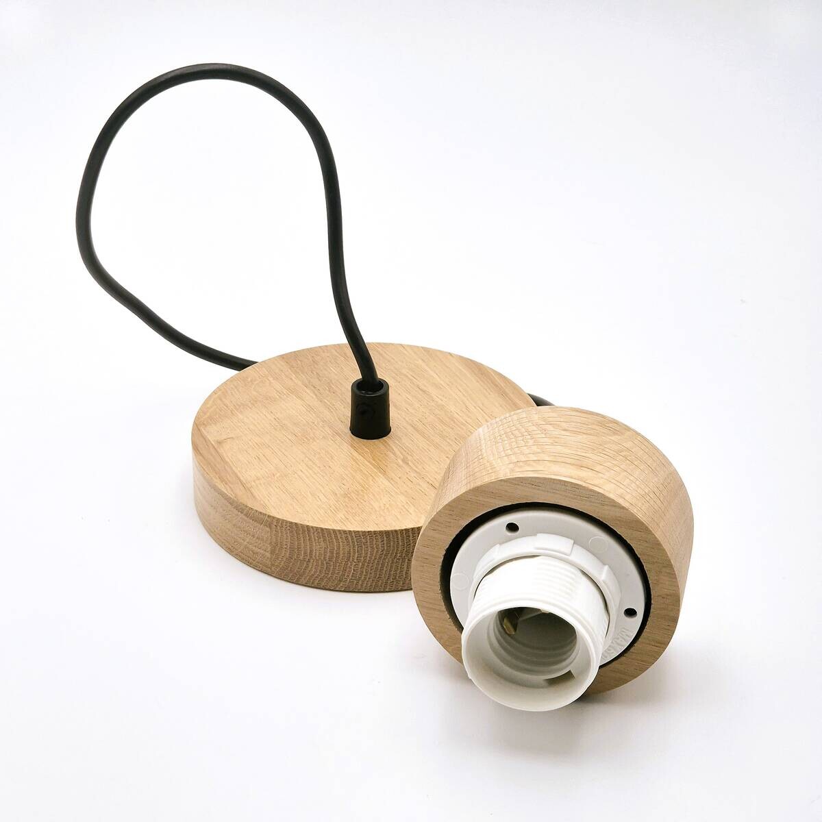 Lamkur Hängeleuchte Harmony Eiche weiß Glas Holz B/H/L: ca. 30x102x30 cm 1.0 Brennstellen