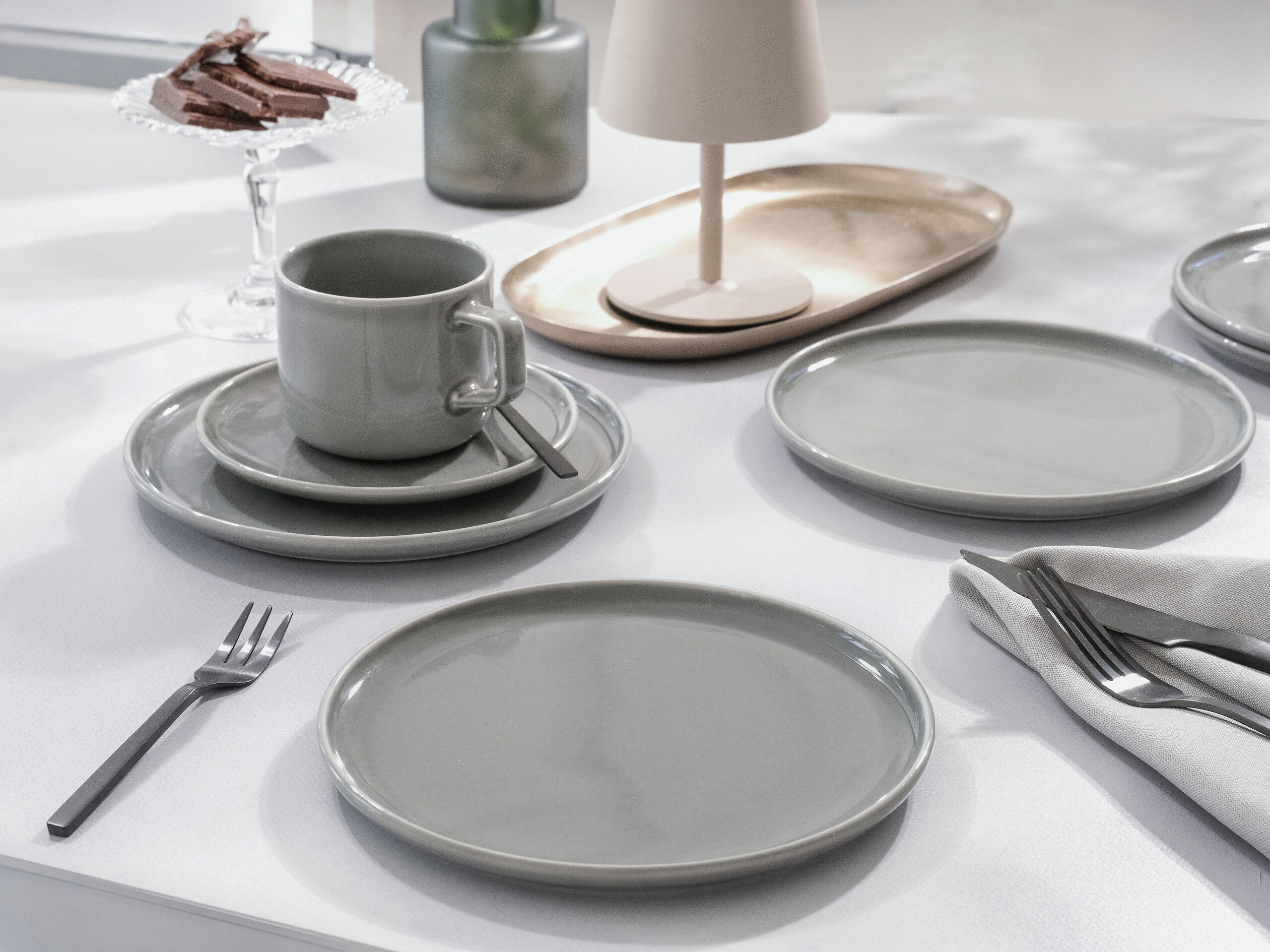 CreaTable Kombiservice Chef Collection grau Porzellan 30 tlg.