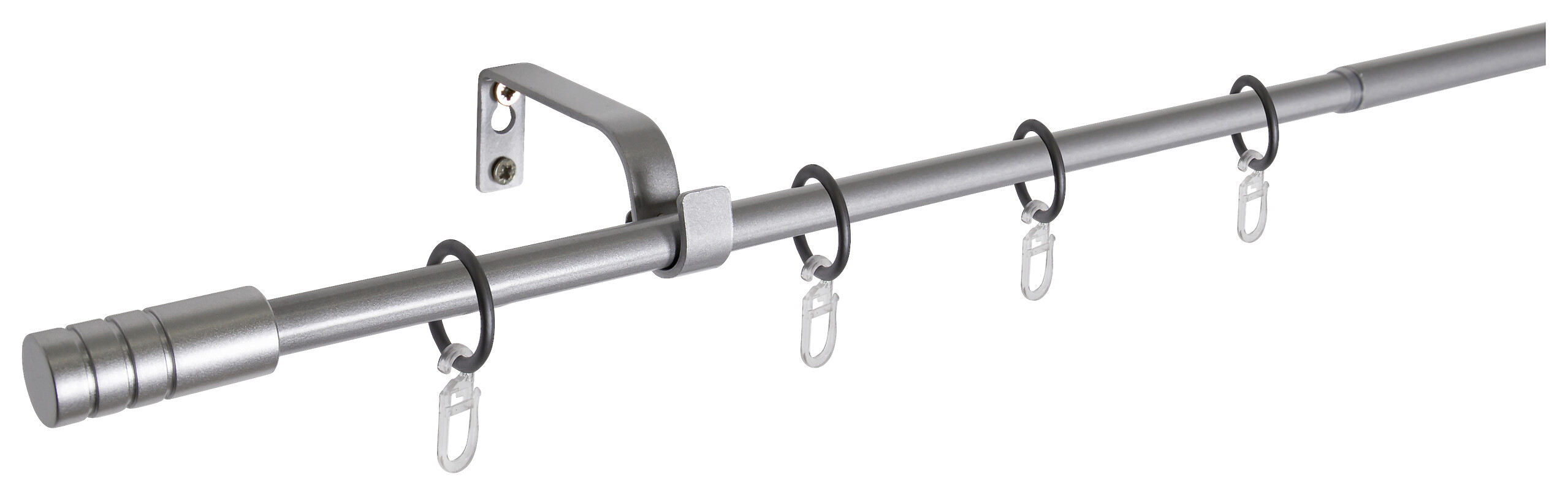 Gardinenstange silber Metall ausziehbar von ca. 120 bis 210 cm 1.0 Läufe