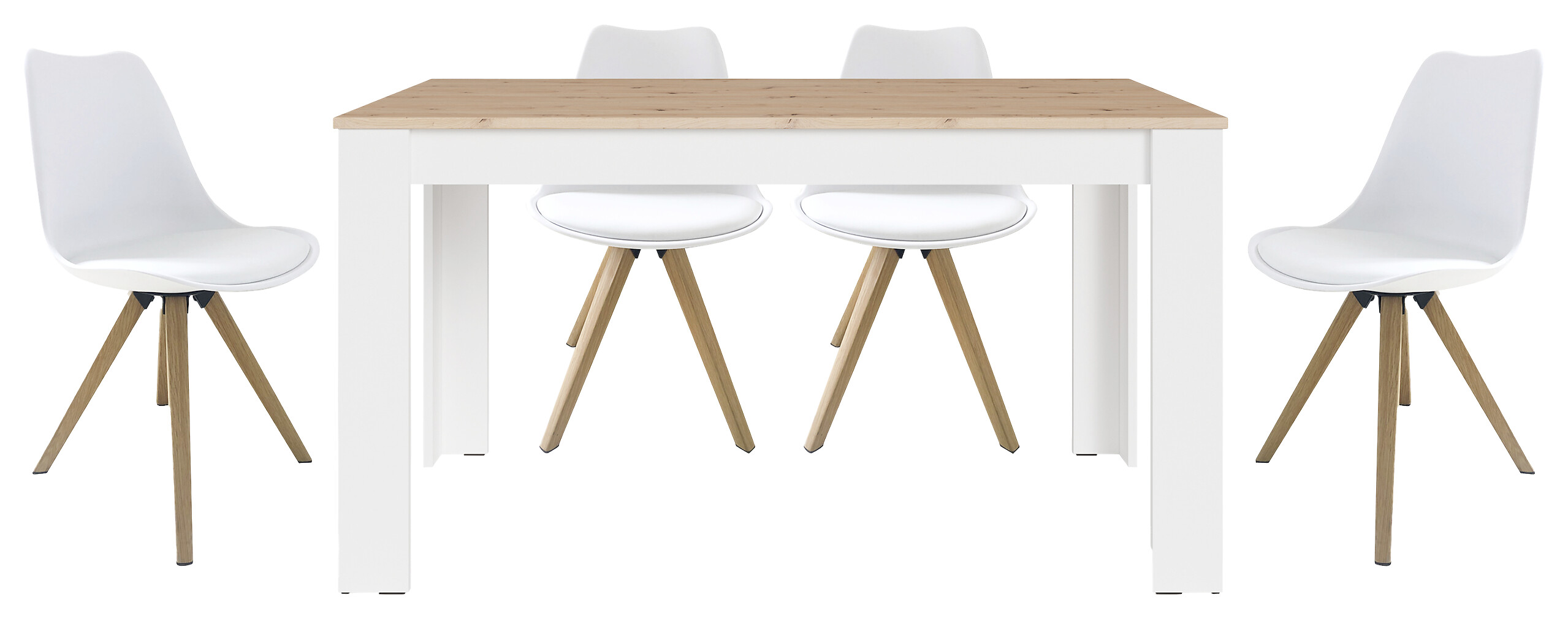Tischgruppe KIRA weiß Eiche B/H/T: ca. 140x75x80 cm