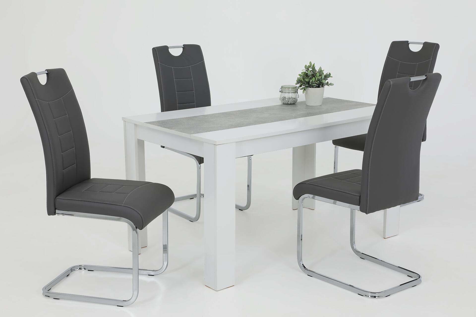 Schwingstuhl Ruby 4er Set grau Kunstleder B/H/T: ca. 44x103x60 cm