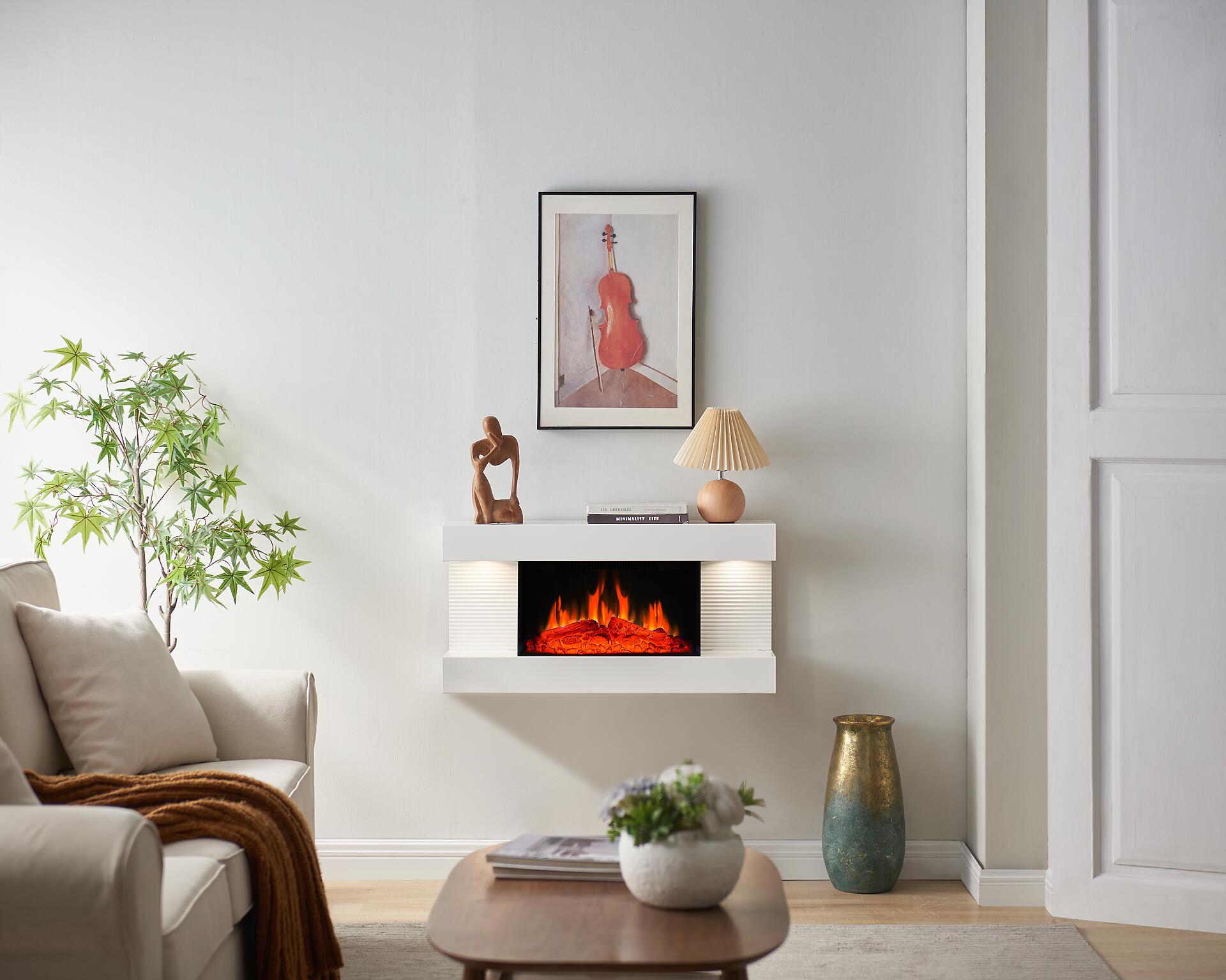 Balderia Elektrischer-Kamin weiß Metall B/H/T: ca. 82x41,8x21,6 cm