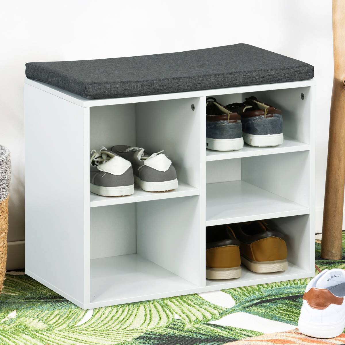 HI Schuhregal weiß Holz B/H/T: ca. 51,5x48x29 cm