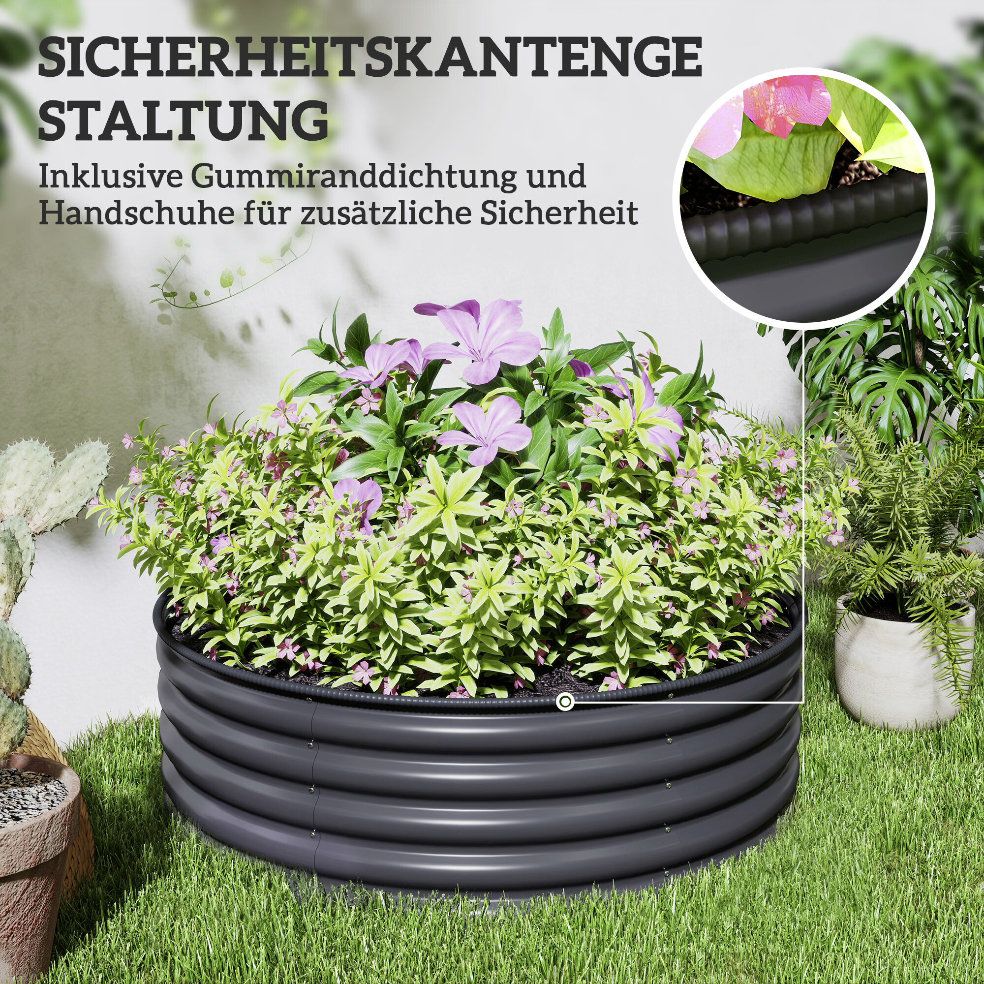 Outsunny Hochbeet dunkelgrau Stahl B/H/L: ca. 120x43x120 cm