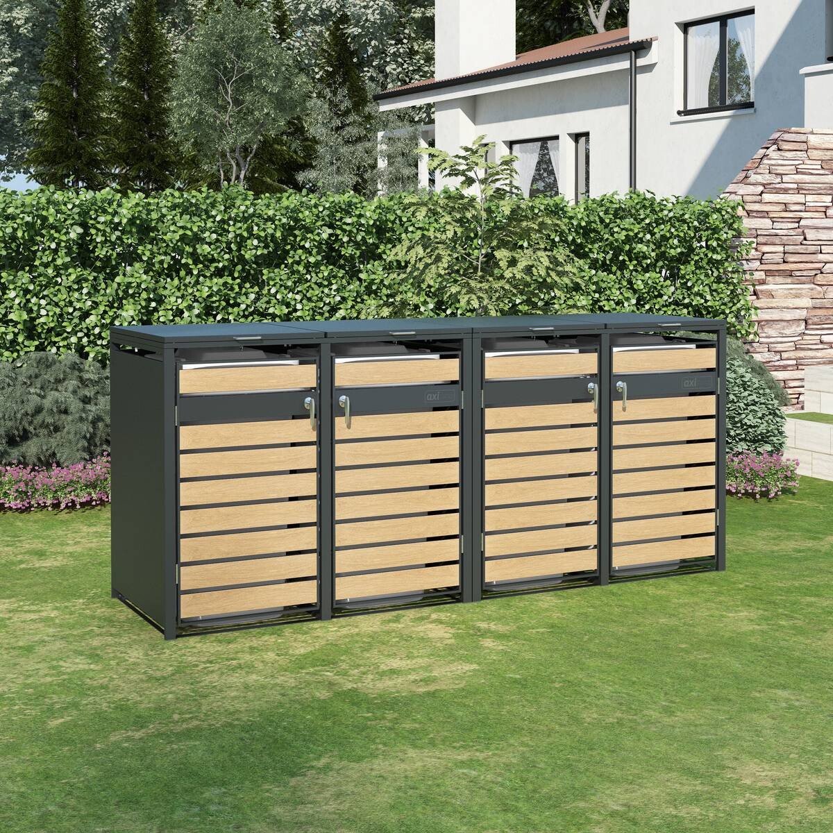 AXI Outdoor Living Mülltonnenbox Lucas braun B/H/L: ca. 80x116x264 cm