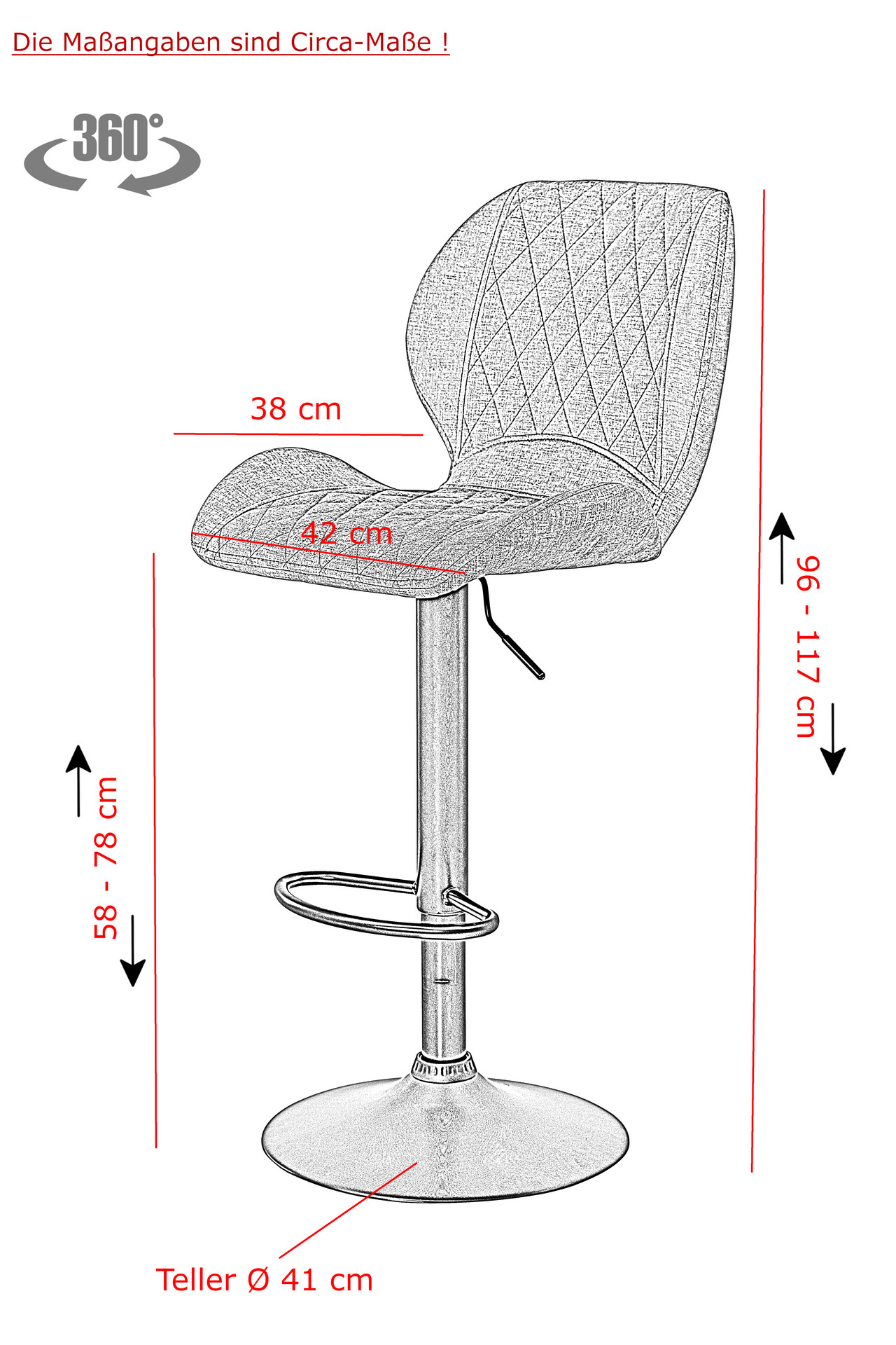 Barhocker Laila 2er Set grau Vintage Samtoptik B/H/T: ca. 42x117x51 cm