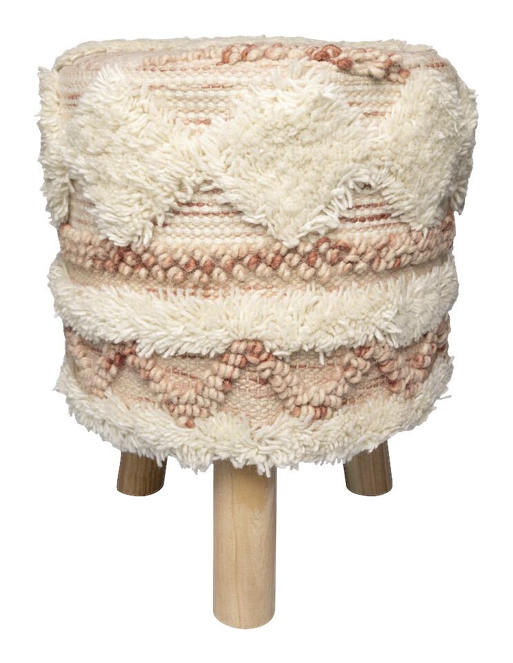 360 Living Hocker Bohist 200 rosa creme Baumwolle Baumwolle Holz H/D: ca. 50x38 cm