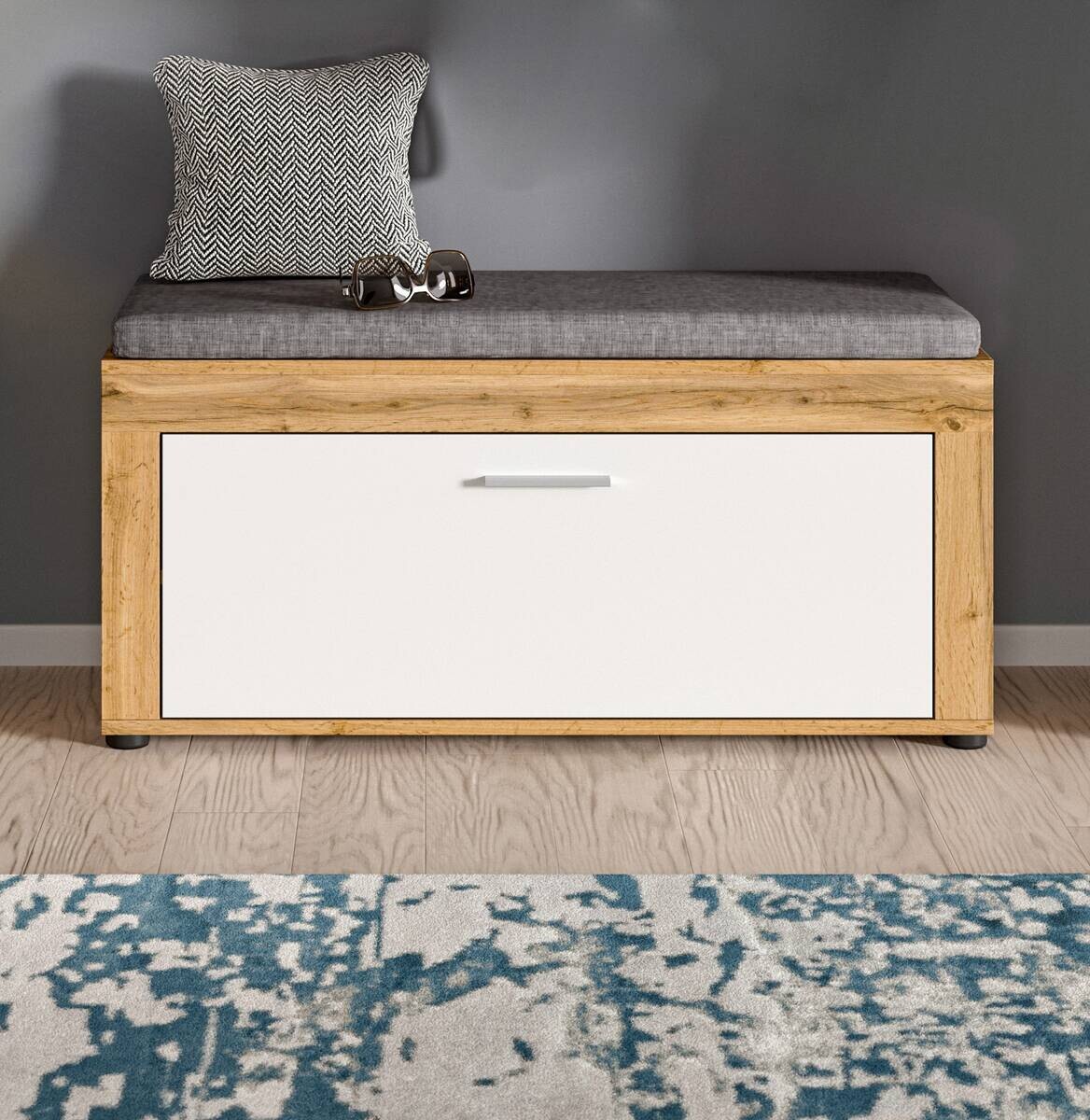 Sitzbank JAM Eiche Wotan Nachbildung weiß B/H/T: ca. 100x44x35 cm