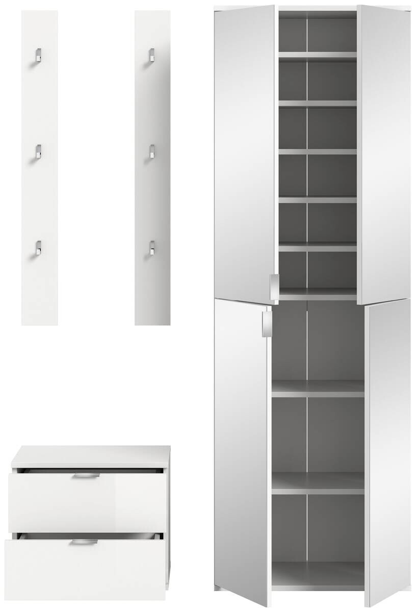 Garderobe PROJEKT X weiß weiß Hochglanz B/H/T: ca. 128x191x37 cm