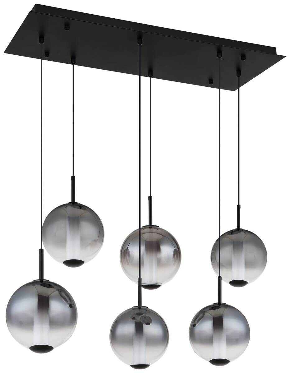 GLOBO Pendelleuchte Opal mattschwarz Rauch Metall Glas B/H: ca. 100x120 cm 1.0 Brennstellen
