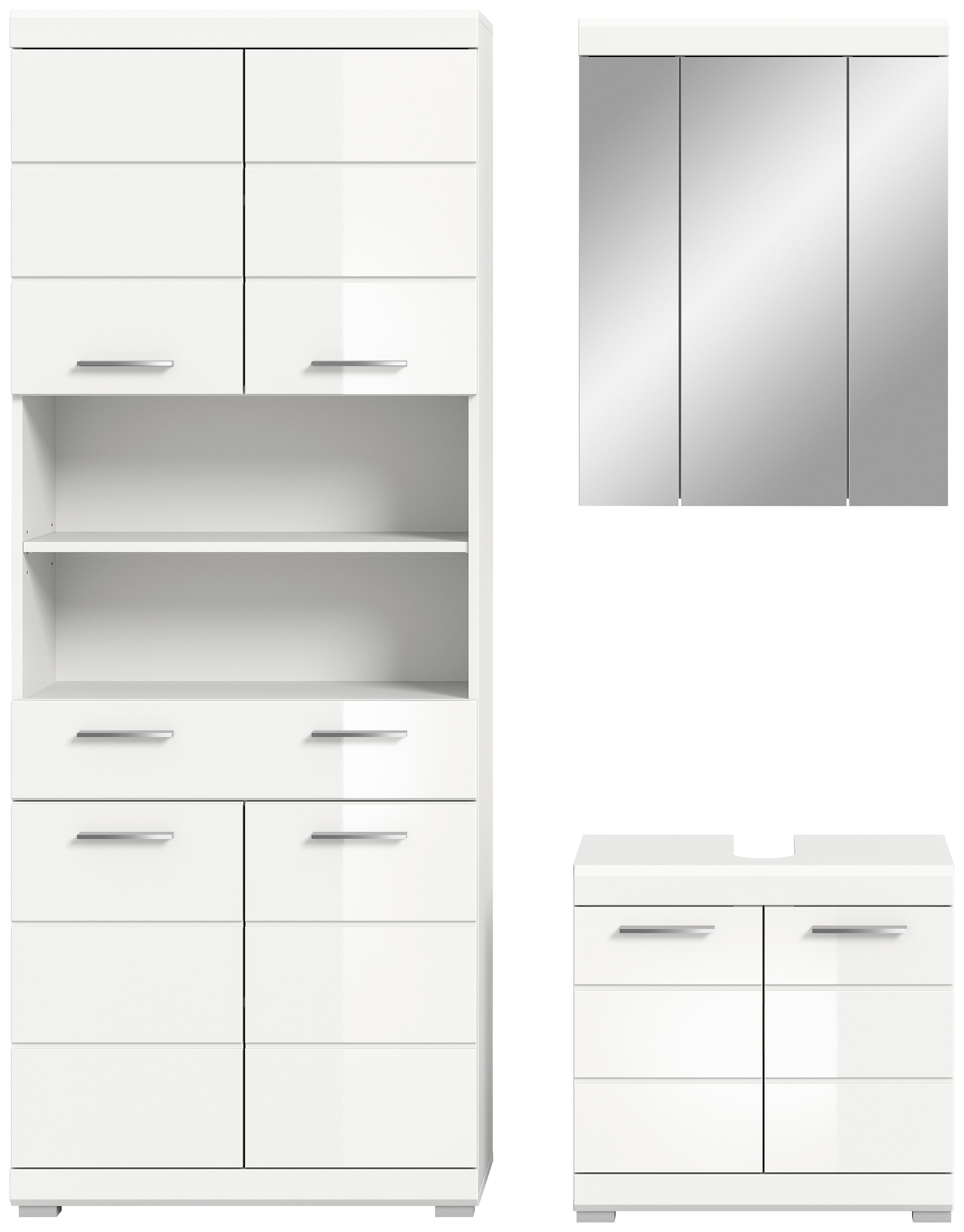 Badezimmer-Set Scout weiß weiß Hochglanz B/H/T: ca. 149x34x191 cm