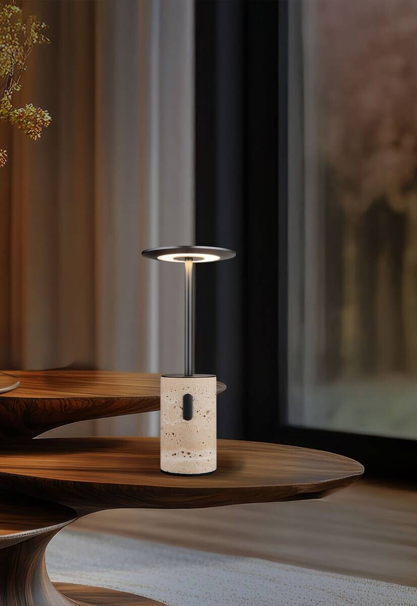 GLOBO Tischleuchte Opal Graphit grau Aluminium Stein H/D: ca. 27,6x12 cm 1 Brennstellen