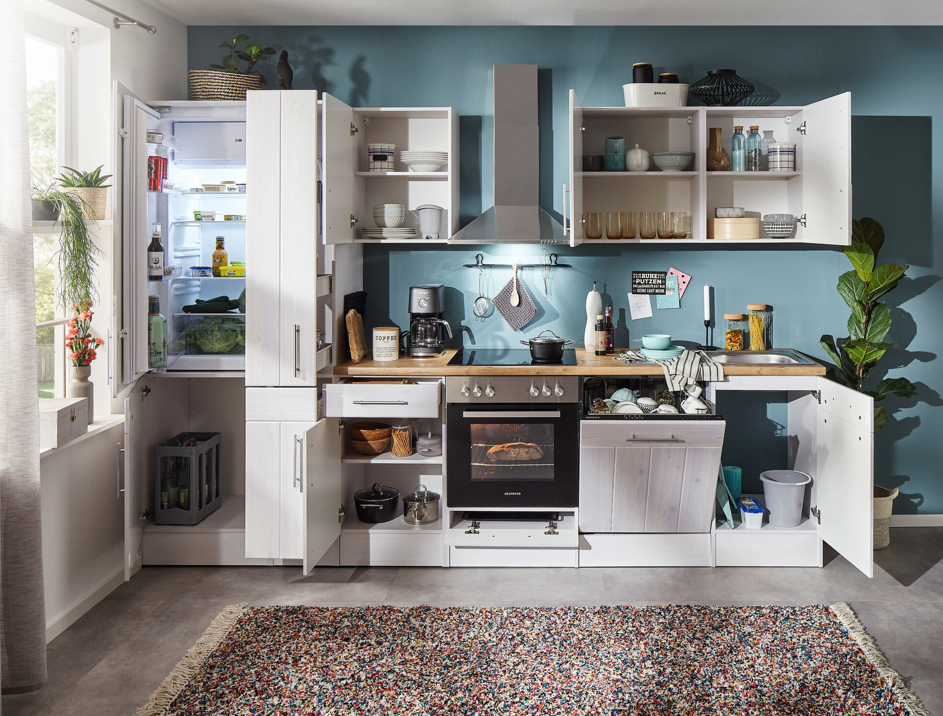 Respekta Küchenblock Premium weiß matt B/H/T: ca. 310x211x60 cm