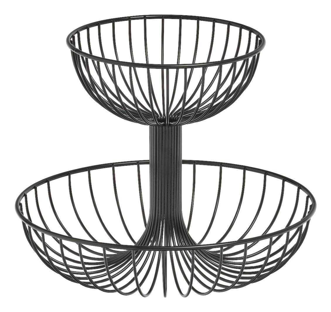 Zeller Obst-Etagere 2-lagig schwarz Metall B/H/L: ca. 32x25,8x32 cm