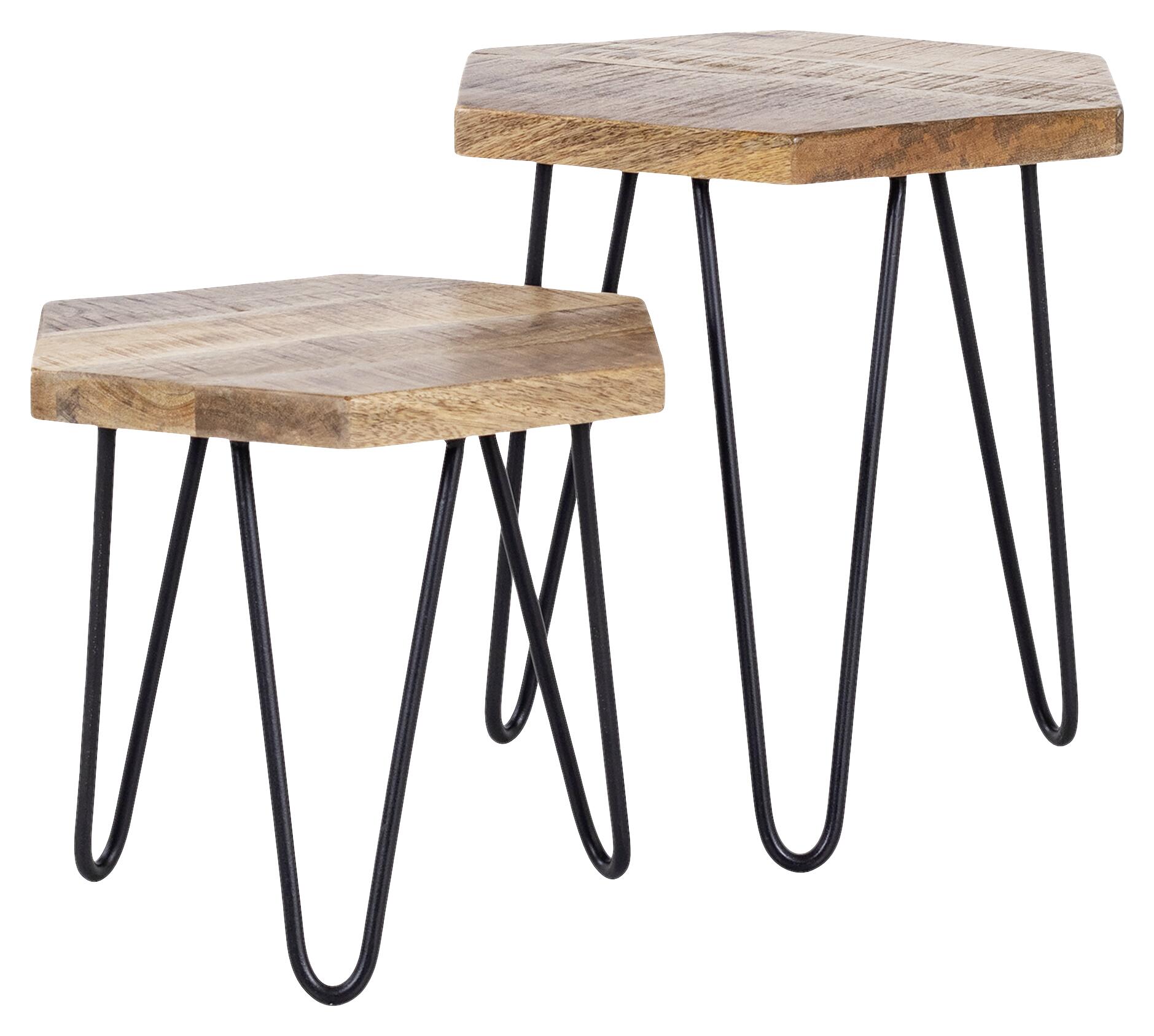 Beistelltisch ELEA natur schwarz pulverbeschichtet Echtholz Metall