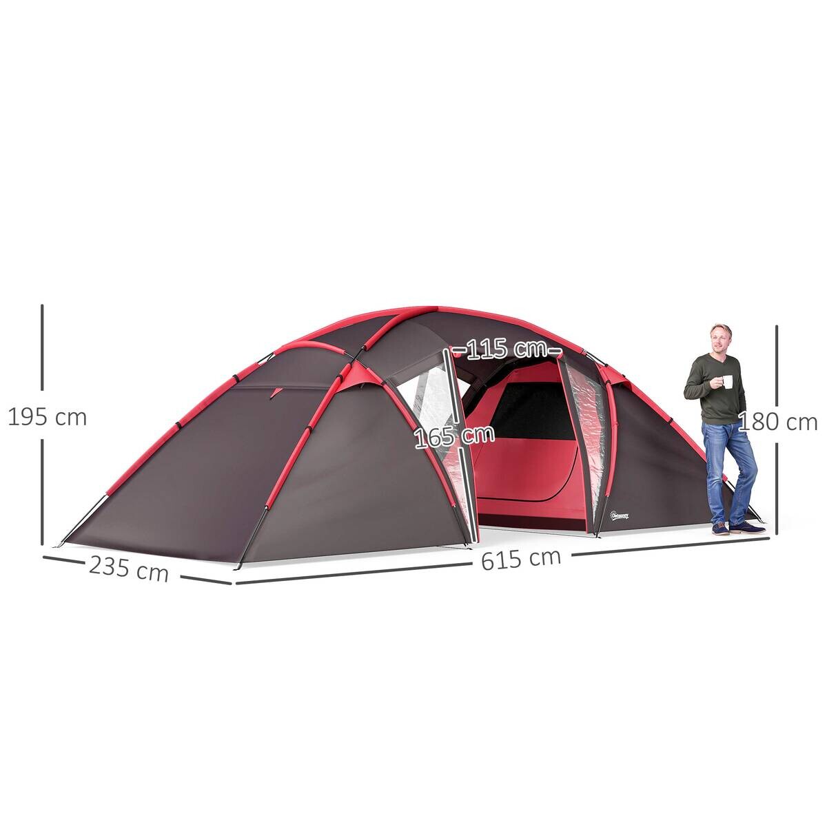 Outsunny Campingzelt grau Kunststoff B/H/L: ca. 235x195x615 cm