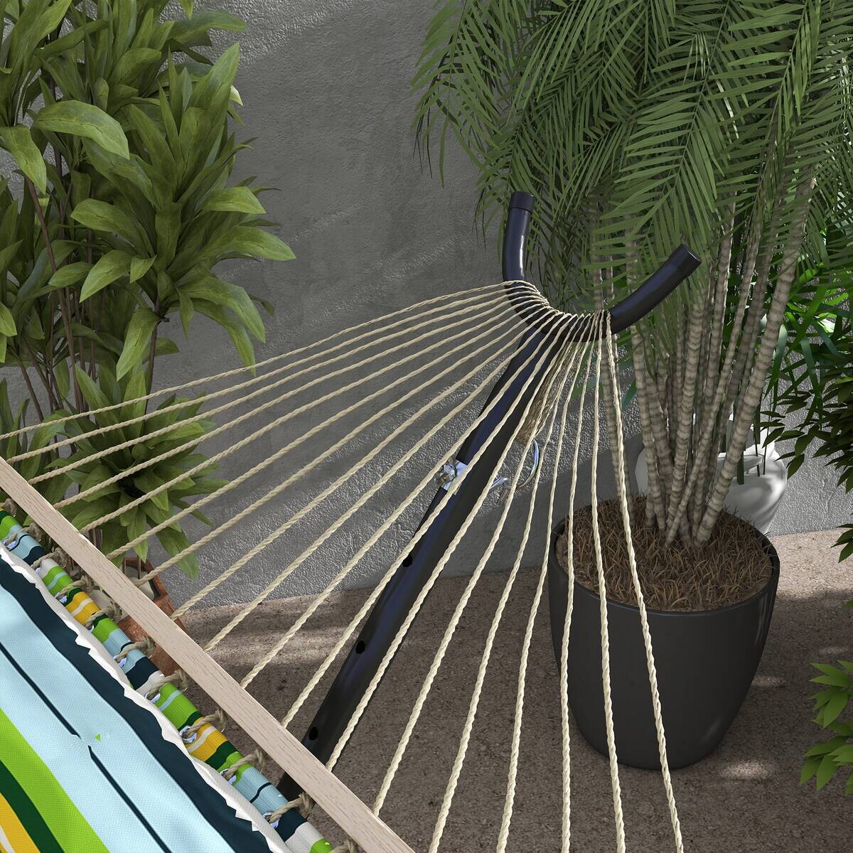 Outsunny Hängemattengestell schwarz Polypropylen B/H/L: ca. 120x290x115 cm