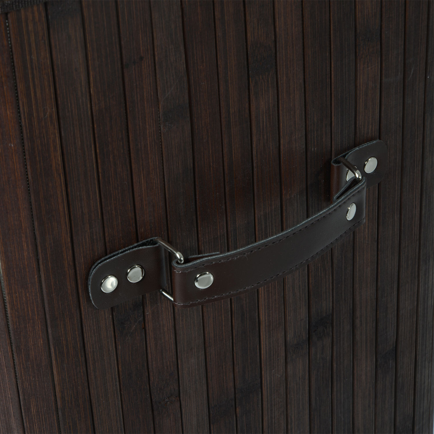 HOMCOM Wäschekorb mit 2 Tragegriffen dunkelbraun Bambus Stoff Kunststoff B/H/L: ca. 30x60x40 cm