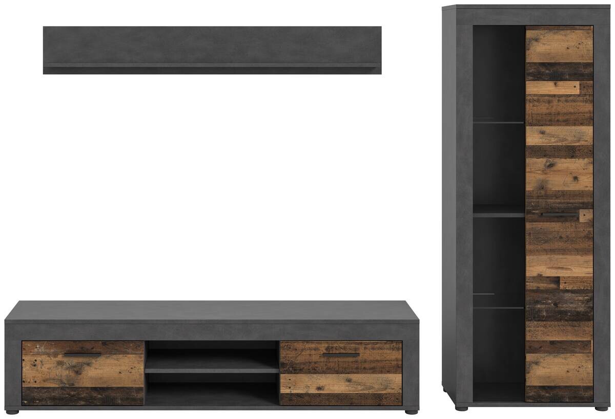 Wohnwand Jam Matera Nachbildung Old Wood Nachbildung B/H/T: ca. 159x235x35 cm