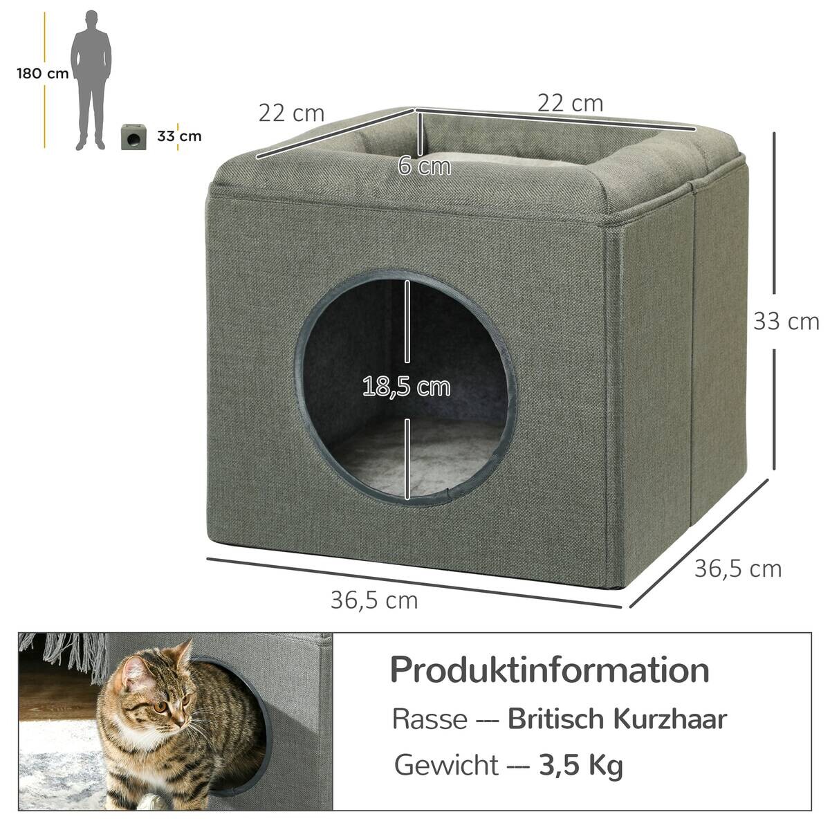 PawHut Katzen-Zubehör grün Polyester B/H/L: ca. 36,5x36,5x33 cm