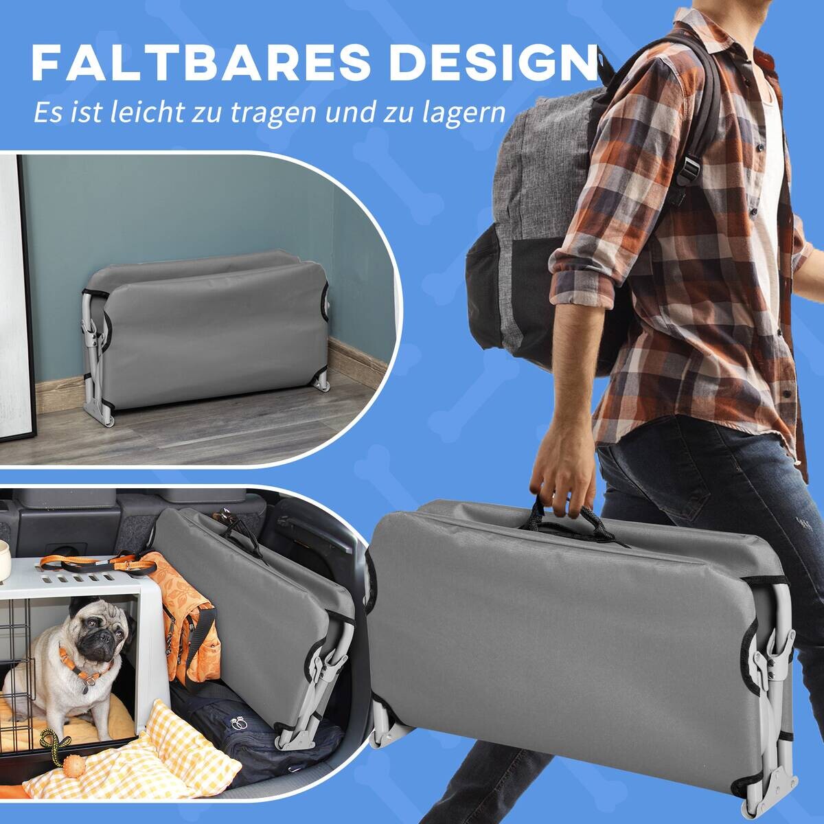 PawHut Hundebett grau Polyester-Mischgewebe B/H/L: ca. 58x20x71 cm